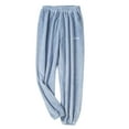 thumbnail image 1 of Women's Fuzzy Lounge Pants Elastic Waist Plush Soft Pjs Bottom Casual Relaxed Fit Lounge Yoga Joggers (L, Blue), 1 of 4