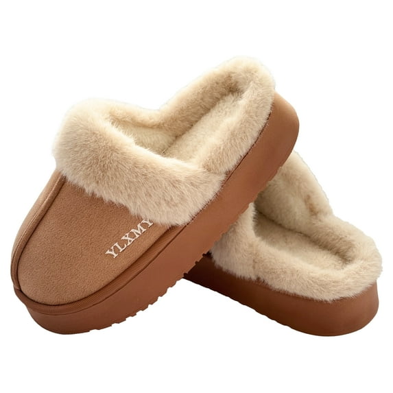 Fuzzy House Slippers for Women, Fluffy Memory Foam House Bedroom Slippers, Anti-Skid Plush for Indoor