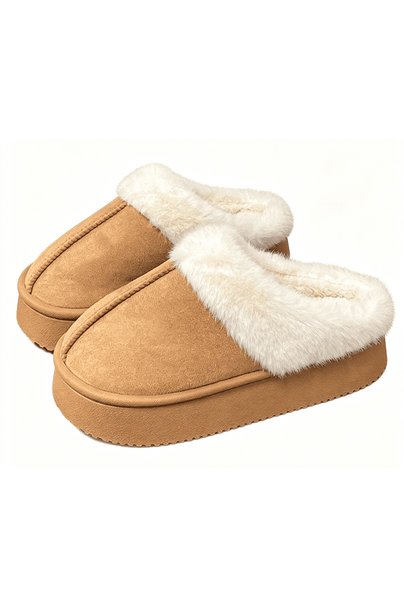 Women's Fuzzy Memory Foam Slippers Winter Indoor Outdoor House Shoes(7-7.5)