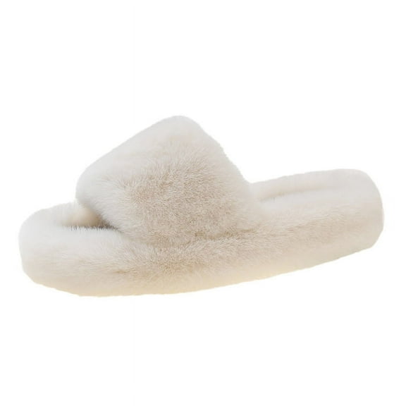 Women's Fuzzy Open-Toe House Slippers with Memory Foam - Plush Cozy Cute Slipper Indoor/Outdoor Soft Slip On Slides Gifts for Women Mom Her Ladies