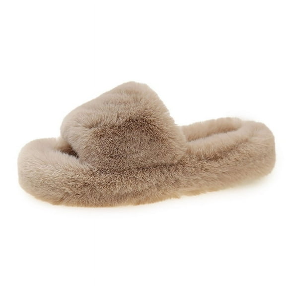 Women's Fuzzy Open-Toe House Slippers with Memory Foam - Plush Cozy Cute Slipper Indoor/Outdoor Soft Slip On Slides Gifts for Women Mom Her Ladies