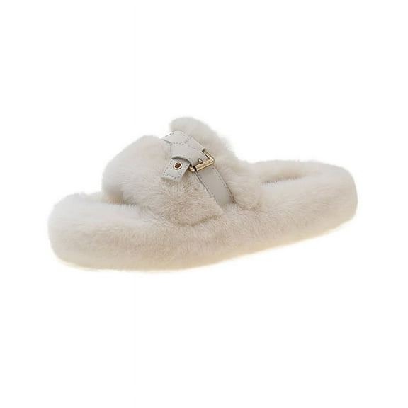 Women's Fuzzy Open-Toe House Slippers with Memory Foam - Plush Cozy Cute Slipper Indoor/Outdoor Soft Slip On Slides Gifts for Women Mom Her Ladies
