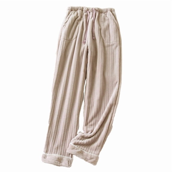Women's Fuzzy Pajama Pants Comfy Warm Fleece Pajamas with Pockets Drawstring Fleece Sleepwear Soft Winter Home Pants Loose Comfortable Trousers