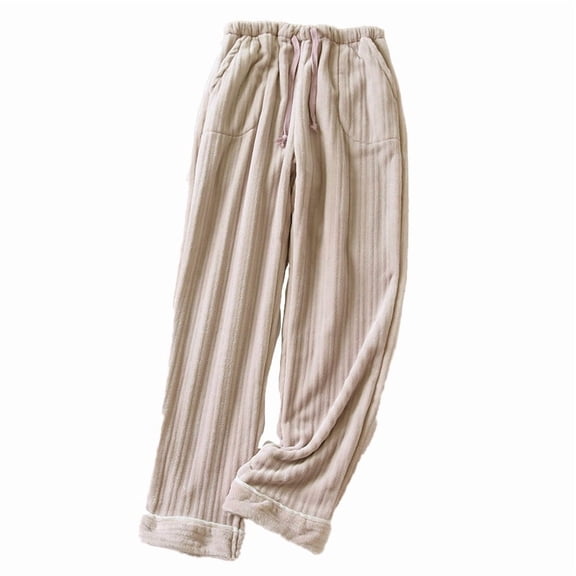 Women's Fuzzy Pajama Pants Comfy Warm Fleece Pajamas with Pockets Drawstring Fleece Sleepwear Soft Winter Home Pants Loose Comfortable Trousers