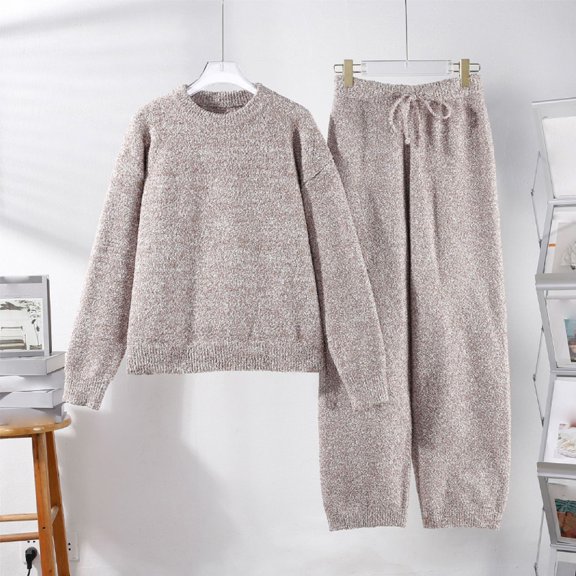 Women's Fuzzy Pajama Sets 2 Piece Outfits Long Sleeve Top Wide Leg Pants Casual Matching Set 2024 Fall Woman Suit Girls Interview Suit Bridesmaid Jumpsuit for Women Modern Business Suits for Women