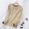 thumbnail image 1 of Women's Fuzzy Pajama Tops Long Sleeve Flannel Fleece Winter Warm Thick Sleep Pullover Shirt Sleepwear Khaki XXL, 1 of 9