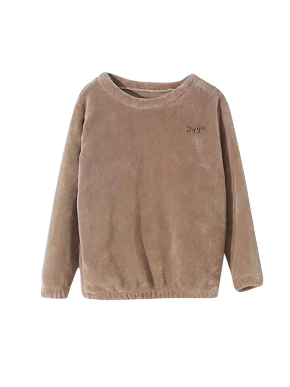 Women's Fuzzy Pajama Tops Long Sleeve Fleece Flannel Pj Winter Warm Soft Sleeping Pullover Sleepwear Loungewear