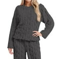 thumbnail image 1 of Women's Fuzzy Pajama Tops Long Sleeve Fleece Flannel Pj Winter Warm Thick Sleeping Pullover Embroidered Sleepwear,Dark Gray - L, 1 of 3