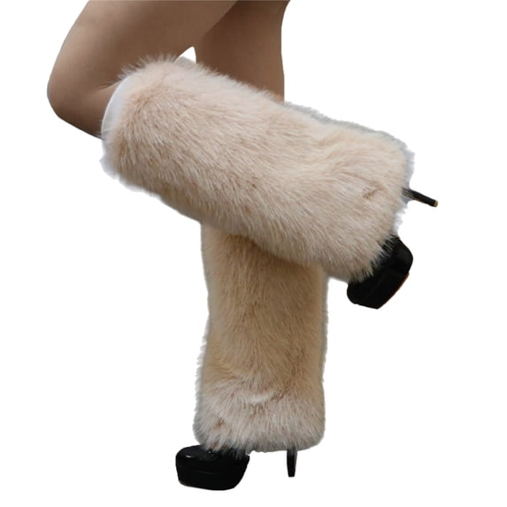 Women's Fuzzy Plush Leg Warmers Fashionable Warm Thermal Boot Toppers Covers for Winter Outfits and Costume Parties