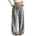 thumbnail image 1 of Women's Fuzzy Plush Pajama Pants Drawstring Elastic Waist Wide Leg Bottoms Pants, 1 of 9