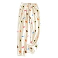 thumbnail image 1 of Women's Fuzzy Plush Pajama Pants Pull-on Drawstring Elastic Waist Sleepwear Cute Printed Pjs Lounge Slacks, 1 of 3