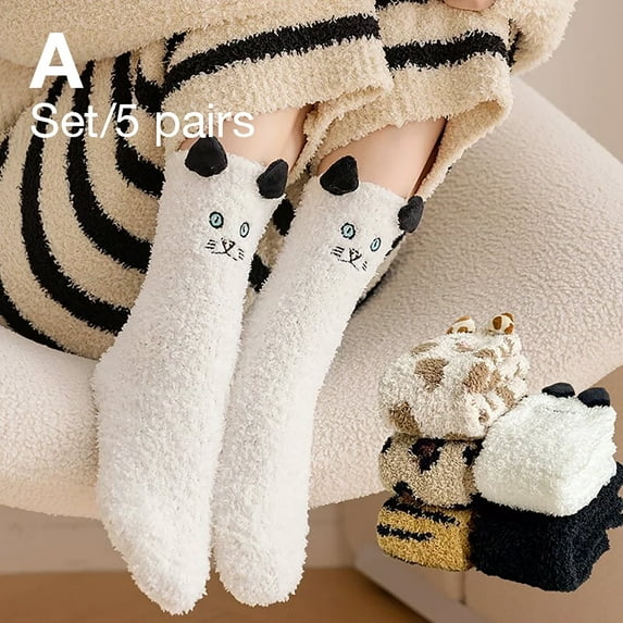Women’s Fuzzy Plush Slipper Socks – Soft Warm Cozy Sleep Socks, Fluffy Christmas Stocking Stuffers, Plush Winter Lounge Socks for Women Sizes 6–11
