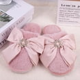 thumbnail image 1 of Women's Fuzzy Rhinestone Bow Memory Foam Slippers Warm Gifts Trendy House Pink Slippers Anti-Skid Rubber House Shoes for Lady Mom Indoor Outdoor（Size：7-8）, 1 of 6