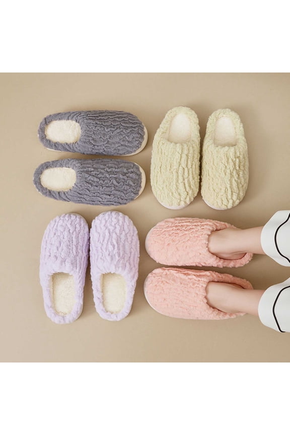 Women's Fuzzy Scuff Slippers Soft Comfy Memory Foam Non Indoor House Shoes Purple 41