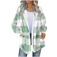 thumbnail image 1 of Women's Fuzzy Sherpa Lattice Heavyweight Fleece Jacket Women's Fashionable Printed Warm Pullover Shoulder Down Jacket Long Sleeved Top, 1 of 5
