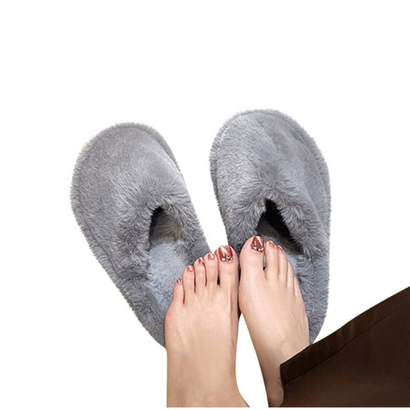 CHUMUD Women's Fuzzy Slip-on Slippers Warm Cozy Soft Lightweight Memory Foam Indoor House Shoes Trendy Household Slippers