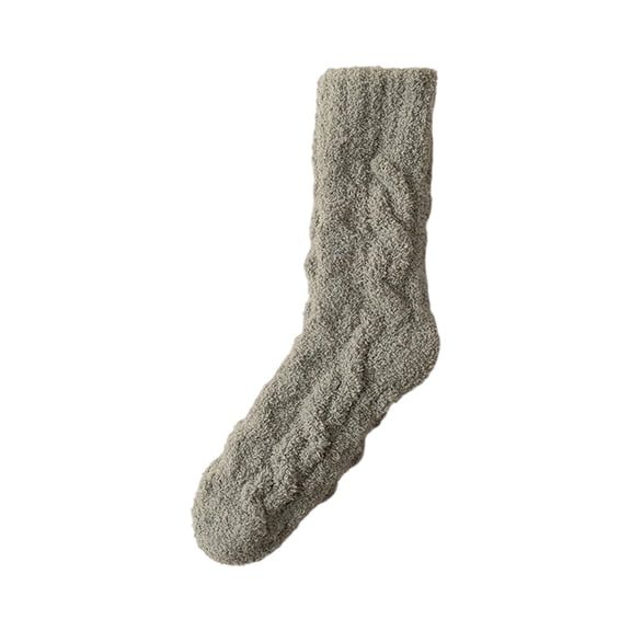 Women's Fuzzy Slipper Socks, Thickened Fleece Lined Puffy Socks, Super Soft and Cozy Winter Warm Sleeping Socks with Non-Slip Grip ( Gray )