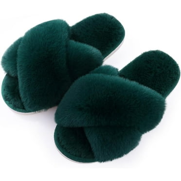 Women's Fuzzy Slippers Cross Band Memory Foam House Slippers house slippers Open Toe Home slippers Warm cross slippers slippers for women house slippers for woman