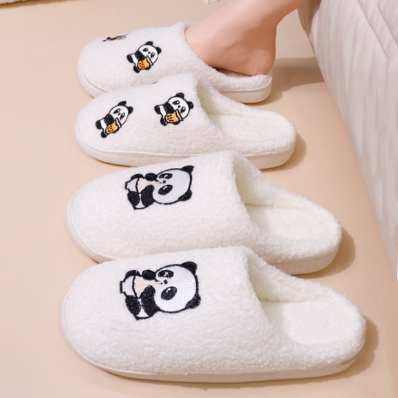 Women's Fuzzy Slippers For Indoor House Shoes With Memory Foam Plush And Cute Slippers For Women White2 37