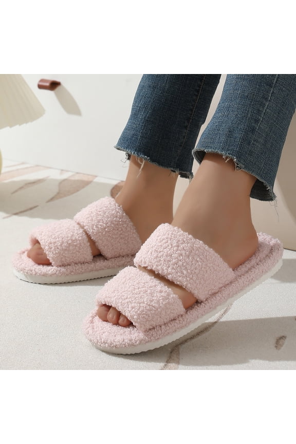 Women‘s Fuzzy Slippers, Plush Fleece-Lined Mule with Non-Slip TPR Sole, Cozy Indoor Shoes for Cold Mornings, Home, and Stocking Stuffer Pink 36