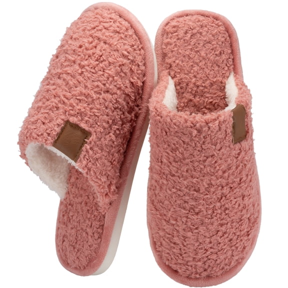 Women's Fuzzy Slippers Warm Cozy Memory Foam Indoor House Shoes,Pink,Size 6-6.5 Women/4-5 Men