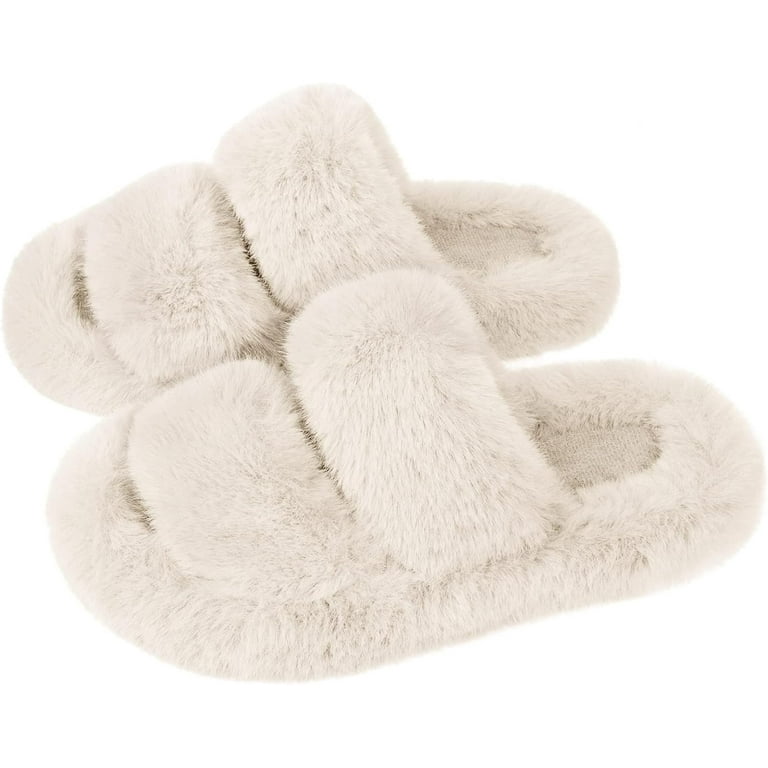 Amazon Womens Fuzzy Open Toe Slippers Women's Fuzzy Slippers With