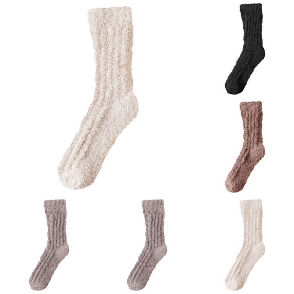 Women's Fuzzy Socks 5 Pairs Fall Winter Thermal Socks Fleece Lined Sleeping Socks Non Slip Floor Warm Cute Fuzzy Socks