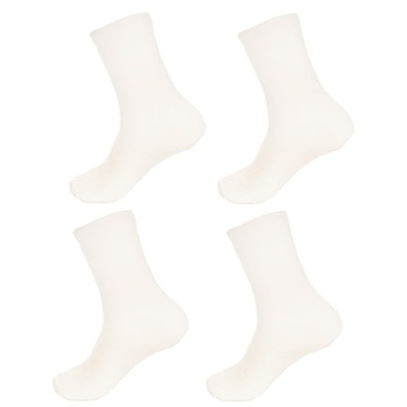 BambooMN Women's Fuzzy Soft Colored Cozy Plush Warm Fluffy Socks - White - 4 Pairs