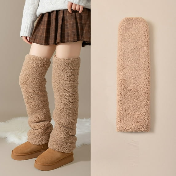 Women's Fuzzy Thigh high Socks Over Knee High Plush Slipper Winter Indoor Sleeping Fluffy Long Leg Warmers