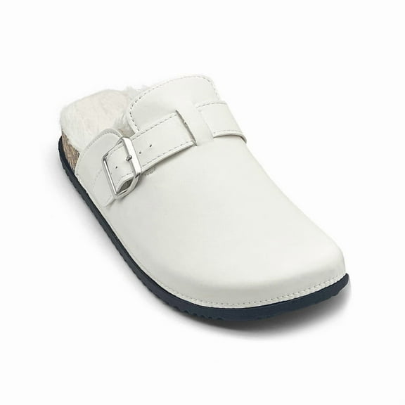 Women's Fuzzy Waterproof Suede Clogs Leather Mules Fur Lined Soft Non Slip Potato Shoes with Arch Support