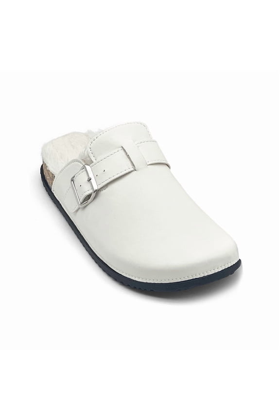 Women's Fuzzy Waterproof Suede Clogs Leather Mules Fur Lined Soft Non Slip Potato Shoes with Arch Support