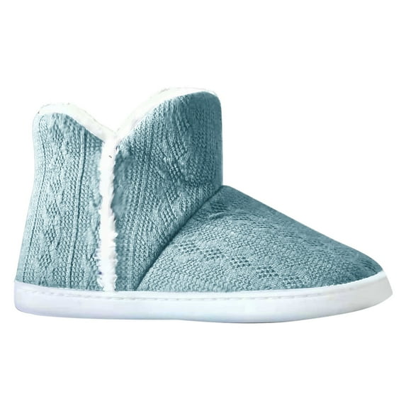 Women's Fuzzy Winter Bootie Slippers Knitted Ankle Boots Slippers Warm House Shoes Outdoor Indoor with Plush Fur Lining