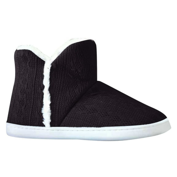 Women's Fuzzy Winter Bootie Slippers Knitted Ankle Boots Slippers Warm House Shoes Outdoor Indoor with Plush Fur Lining
