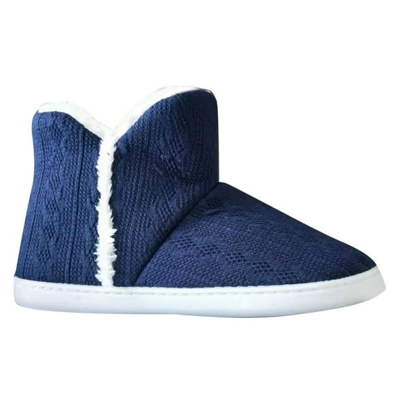 Women's Fuzzy Winter Bootie Slippers Knitted Ankle Boots Slippers Warm House Shoes Outdoor Indoor with Plush Fur Lining