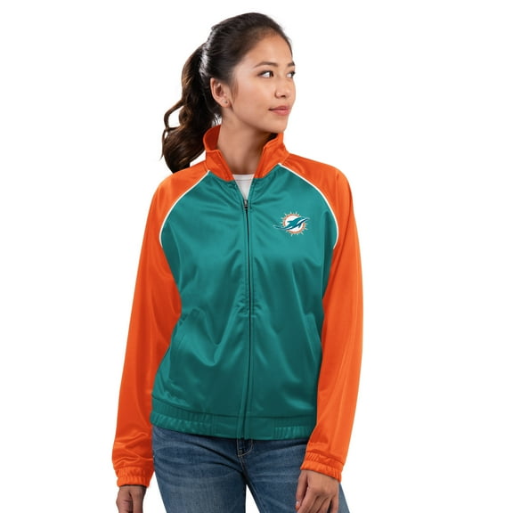 Women's G-III 4Her by Carl Banks Aqua Miami Dolphins Replay Full-Zip Track Jacket