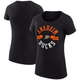 thumbnail image 1 of Women's G-III 4Her by Carl Banks Black Anaheim Ducks Super-Slim Fit Lightweight City Graphic Sport Crewneck T-Shirt, 1 of 3