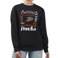 thumbnail image 1 of Women's G-III 4Her by Carl Banks Black Anaheim Ducks Collage Graphic Fleece Long Sleeve Pullover Sweatshirt, 1 of 3