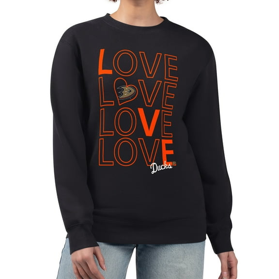 Women's G-III 4Her by Carl Banks  Black Anaheim Ducks Lots Of Love Team Logo Graphic Pullover Sweatshirt