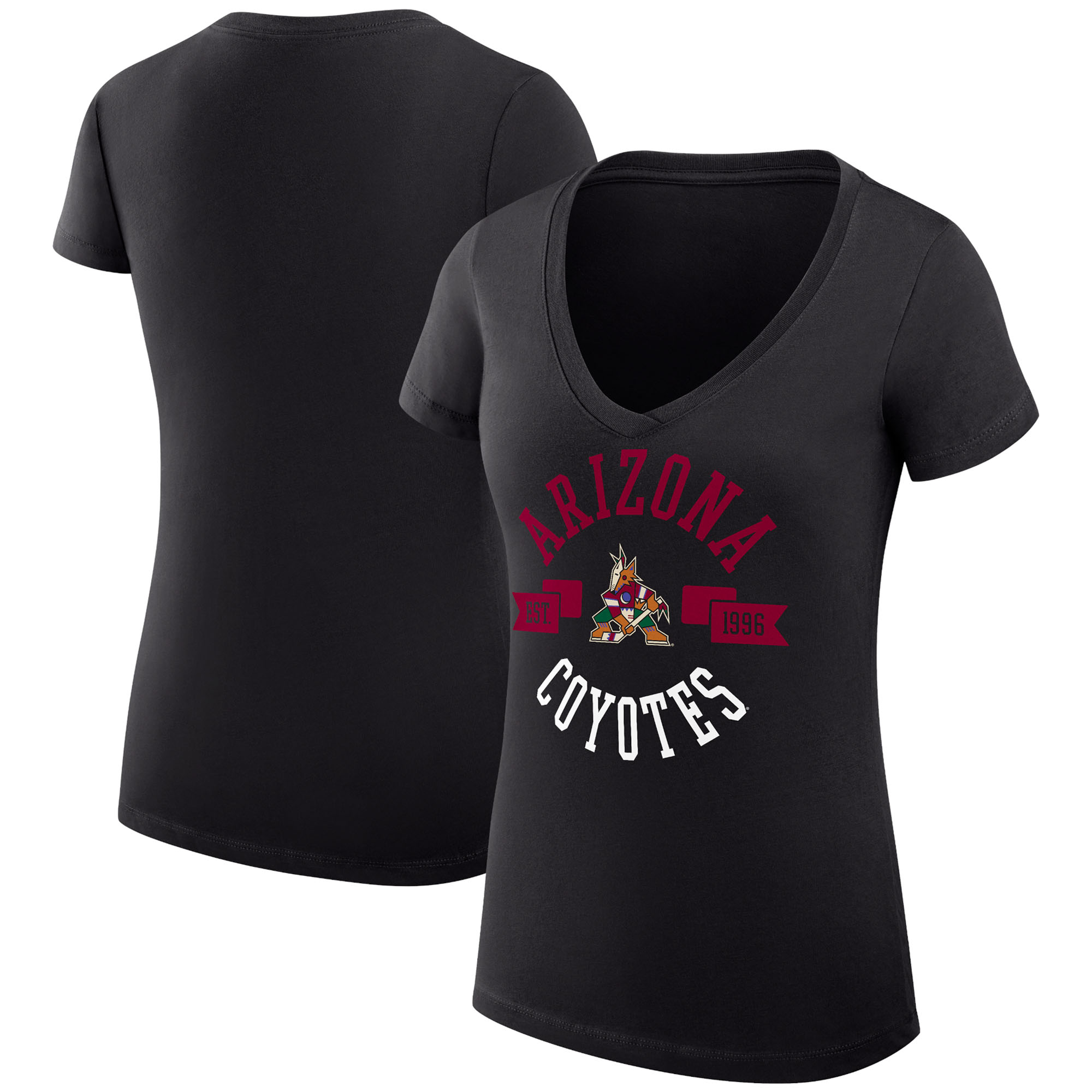 Women's G-III 4Her by Carl Banks Black Arizona Coyotes City Graphic V-Neck Fitted T-Shirt