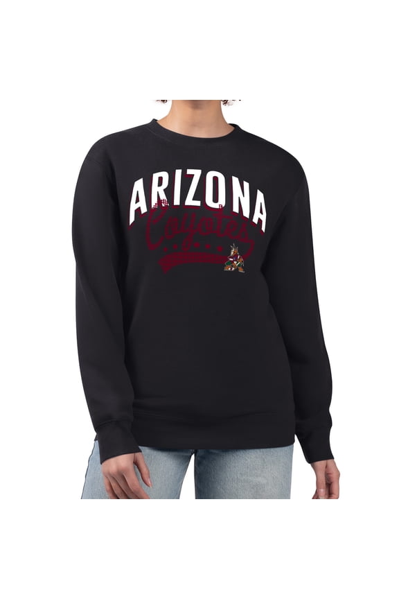 Women's G-III 4Her by Carl Banks Black Arizona Coyotes Filigree Team Graphic Fleece Pullover Sweatshirt