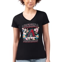Women's G-III 4Her by Carl Banks Black Arizona Diamondbacks Super-Slim Fit Lightweight Flowers Graphic V-Neck T-Shirt