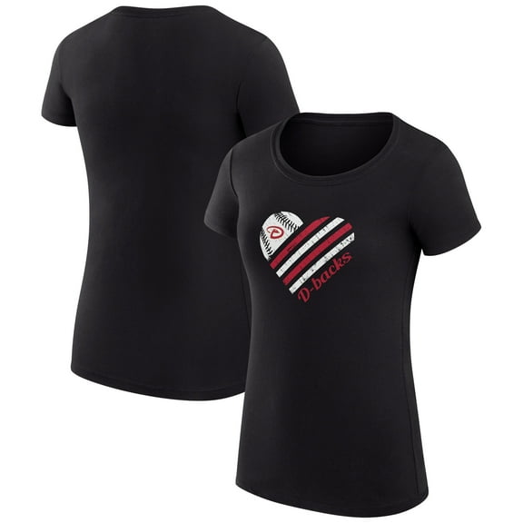 Women's G-III 4Her by Carl Banks  Black Arizona Diamondbacks Super-Slim Fit Lightweight Heart Graphic T-Shirt