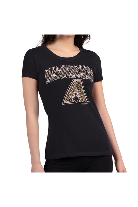 Women's G-III 4Her by Carl Banks Black Arizona Diamondbacks Pink Leopard Super-Slim Lightweight T-Shirt