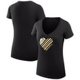 thumbnail image 1 of Women's G-III 4Her by Carl Banks  Black Athletics Super-Slim Fit Lightweight Heart V-Neck T-Shirt, 1 of 5