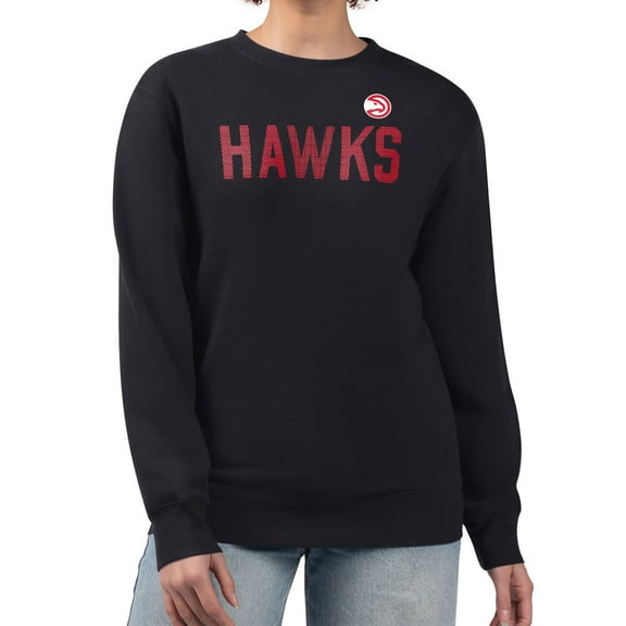 Women's G-III 4Her by Carl Banks Black Atlanta Hawks Dot Print Team Graphic Fleece Pullover Sweatshirt