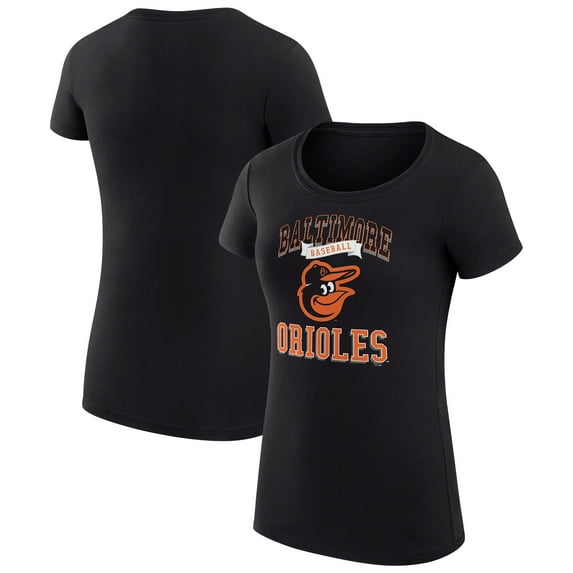 Women's G-III 4Her by Carl Banks Black Baltimore Orioles Super-Slim Fit Lightweight Team Logo Graphic T-Shirt