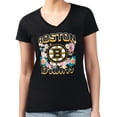 thumbnail image 1 of Women's G-III 4Her by Carl Banks Black Boston Bruins Super-Slim Fit Lightweight Flower Logo V-Neck T-Shirt, 1 of 2