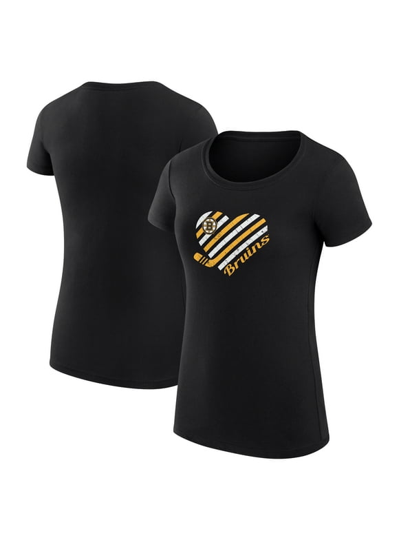 Women's G-III 4Her by Carl Banks Black Boston Bruins Heart Fitted T-Shirt