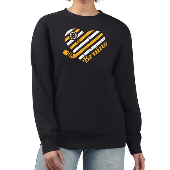 Women's G-III 4Her by Carl Banks Black Boston Bruins Heart Graphic Pullover Sweatshirt