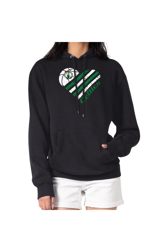 Women's G-III 4Her by Carl Banks  Black Boston Celtics  Heart Pullover Hoodie
